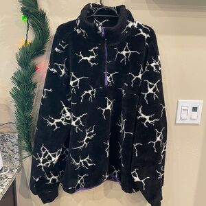 HUF Black and White Zip Up Sweater